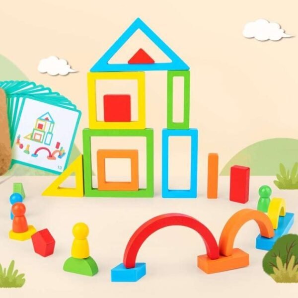 Blocs de construction Montessori avec modèles – Jeu éducatif pour enfants au Maroc