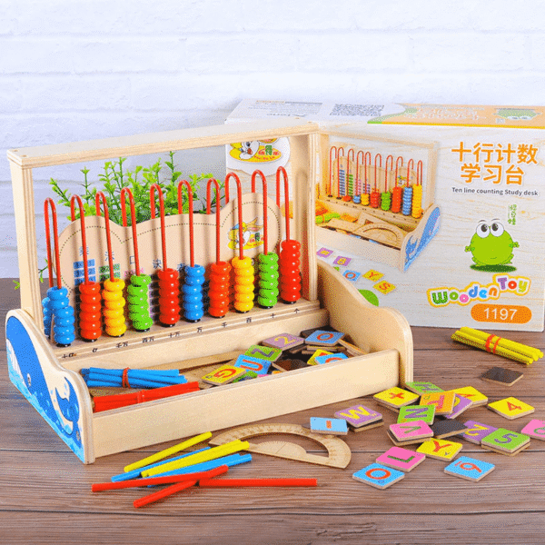Boulier mathématiques en bois – Jeu éducatif calcul enfant Maroc