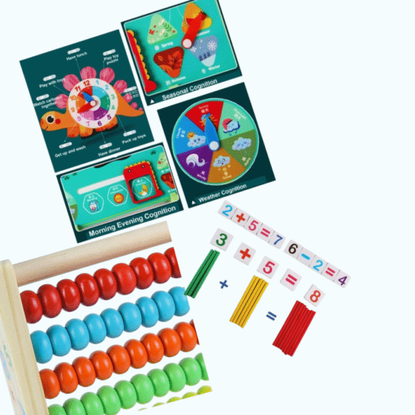 Jouet en bois multifonction 3 en 1 calendrier boulier mathématique Maroc