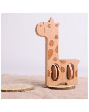 Montessori Hochet Girafe bois non toxique bébé 6 mois Maroc