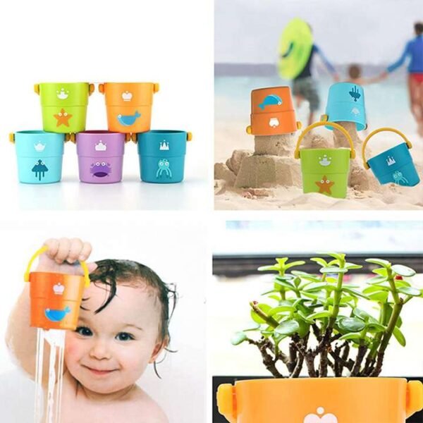 Jeu de bain seaux à empiler bébé Montessori Maroc