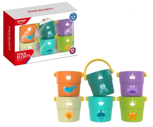 Jeu de bain seaux à empiler bébé Montessori Maroc