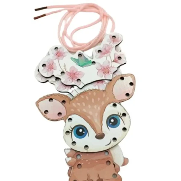 Animaux à enfiler gazelle jouet de laçage en bois Montessori pour enfants au Maroc