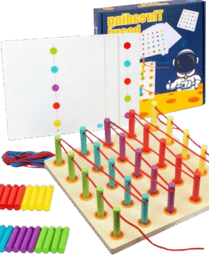Planche Montessori enfilage bâtons et cartes modèles en bois – Jouet éducatif Maroc