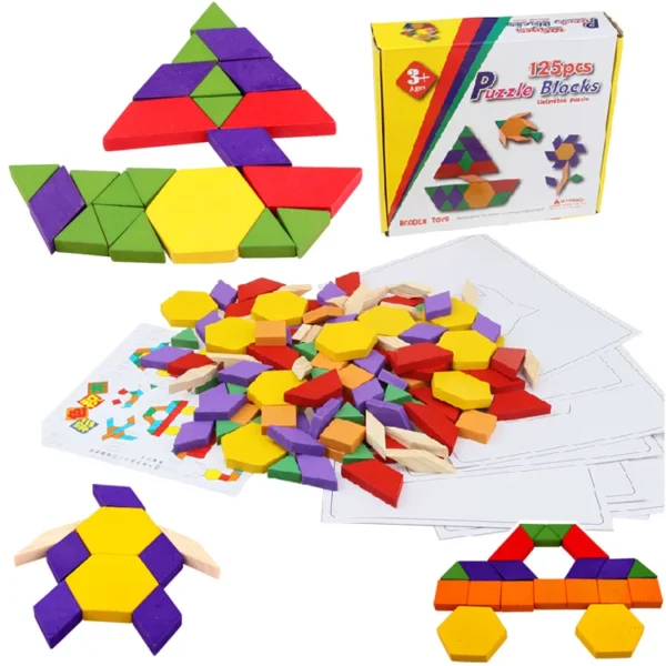 Bloc Montessori mosaïque avec modèles 125 pièces
