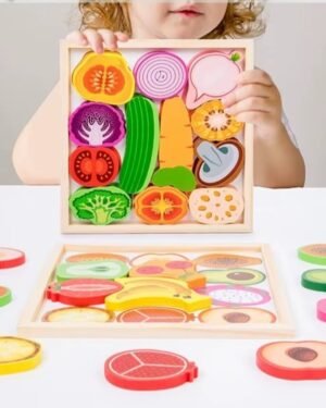 Tangram des légumes en bois – Jeu éducatif enfants Maroc