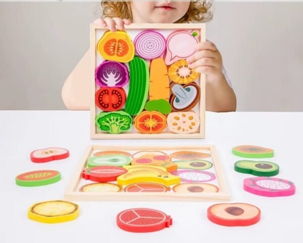 Tangram des légumes en bois – Jeu éducatif enfants Maroc