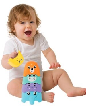 Tour de tasses à empiler Montessori pour bébé, jeu éducatif pour motricité fine et apprentissage des tailles et couleurs