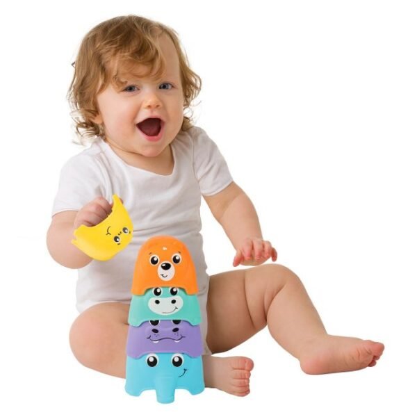 Tour de tasses à empiler Montessori pour bébé, jeu éducatif pour motricité fine et apprentissage des tailles et couleurs