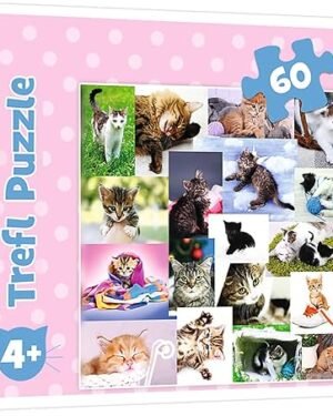 Puzzle Trefl de 60 pièces avec illustration d’un chat mignon – jeu éducatif pour enfants