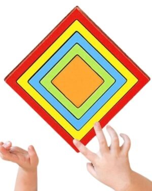 Jeu éducatif à empiler avec formes géométriques en bois : cercle, triangle et carré multicolores