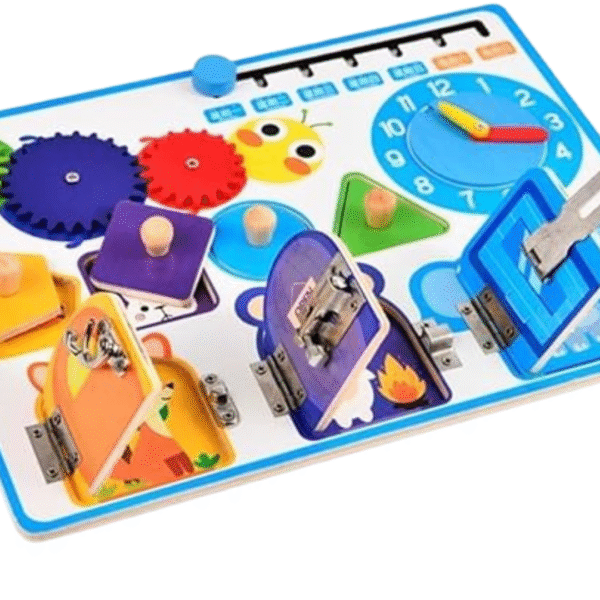 Busy Board Montessori pour enfants avec activités sensorielles et motrices, version 2