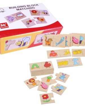 Set de puzzle en bois duo – Ce que mangent les animaux, jeu d’association éducatif pour enfants.