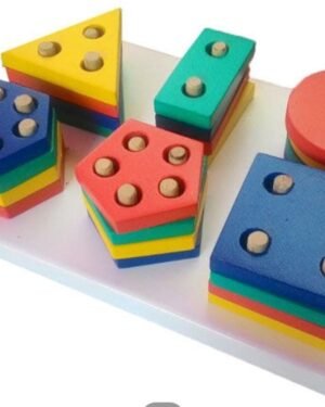 Jeu géométrique en bois Montessori à 6 colonnes avec formes colorées pour apprentissage des enfants dès 2 ans
