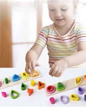 Jeu Montessori en bois puzzle formes arbre 15 pièces pour enfants dès 2 ans